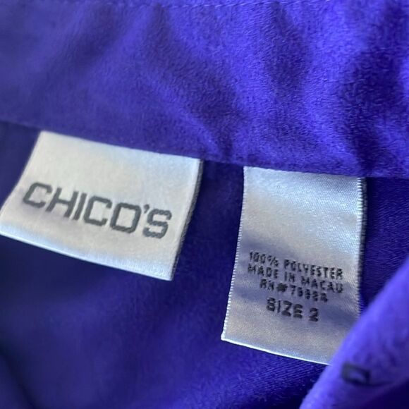 Chicos purple vintage animal print drawing button down collared shirts blouse - Picture 6 of 13